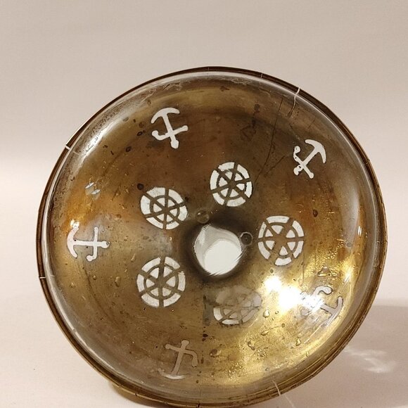 Vintage Nautical Brass Glass Decanter Anchor Wheel w/Lid Made in Sweden - Picture 8 of 8